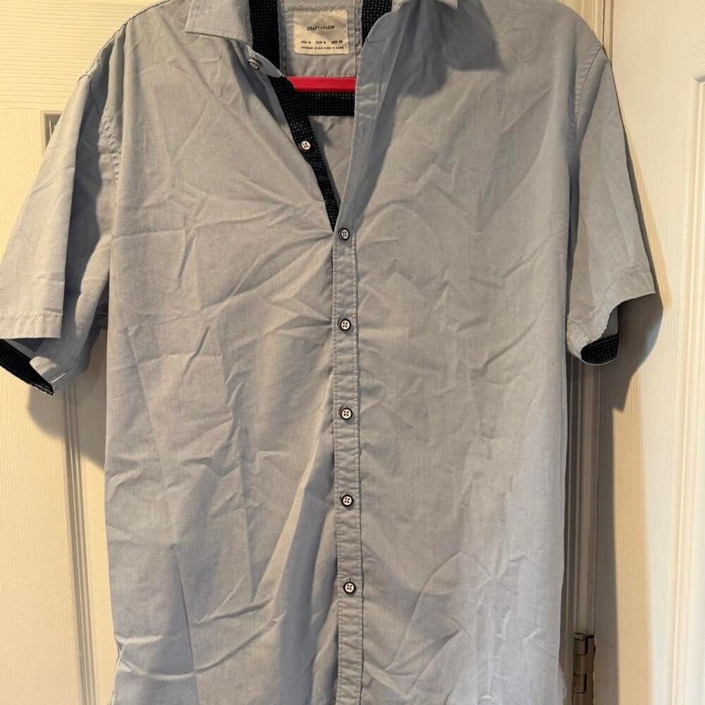 Men's Blue and Grey Shirt